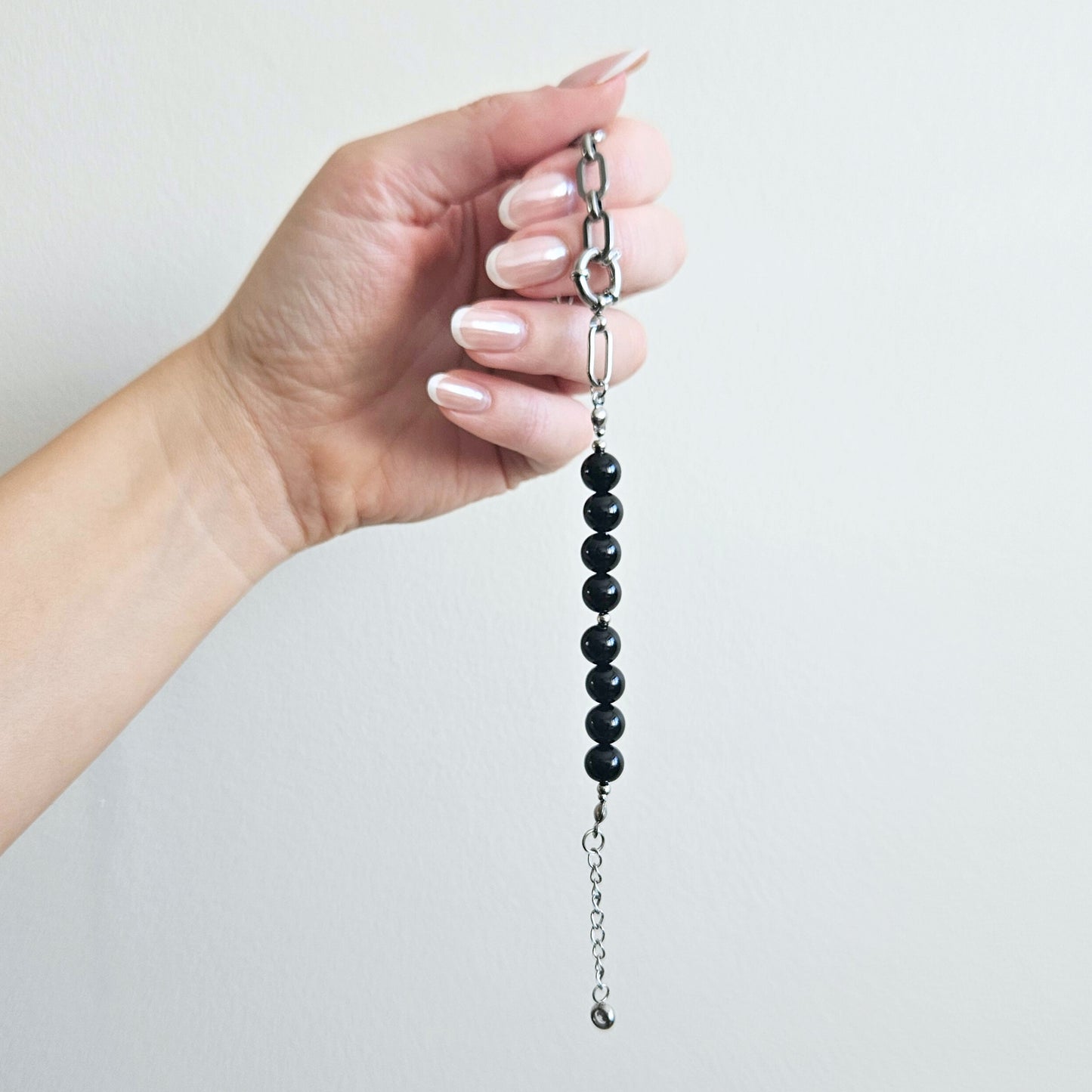 Bransoletka REVEN ZARA - agat czarny silver