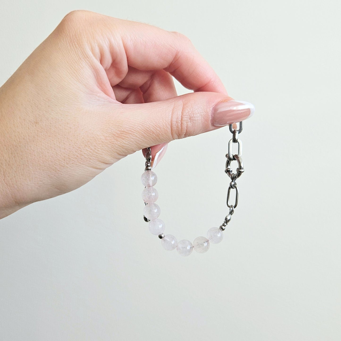 Bransoletka LUNA ROSA - kwarc różowy silver