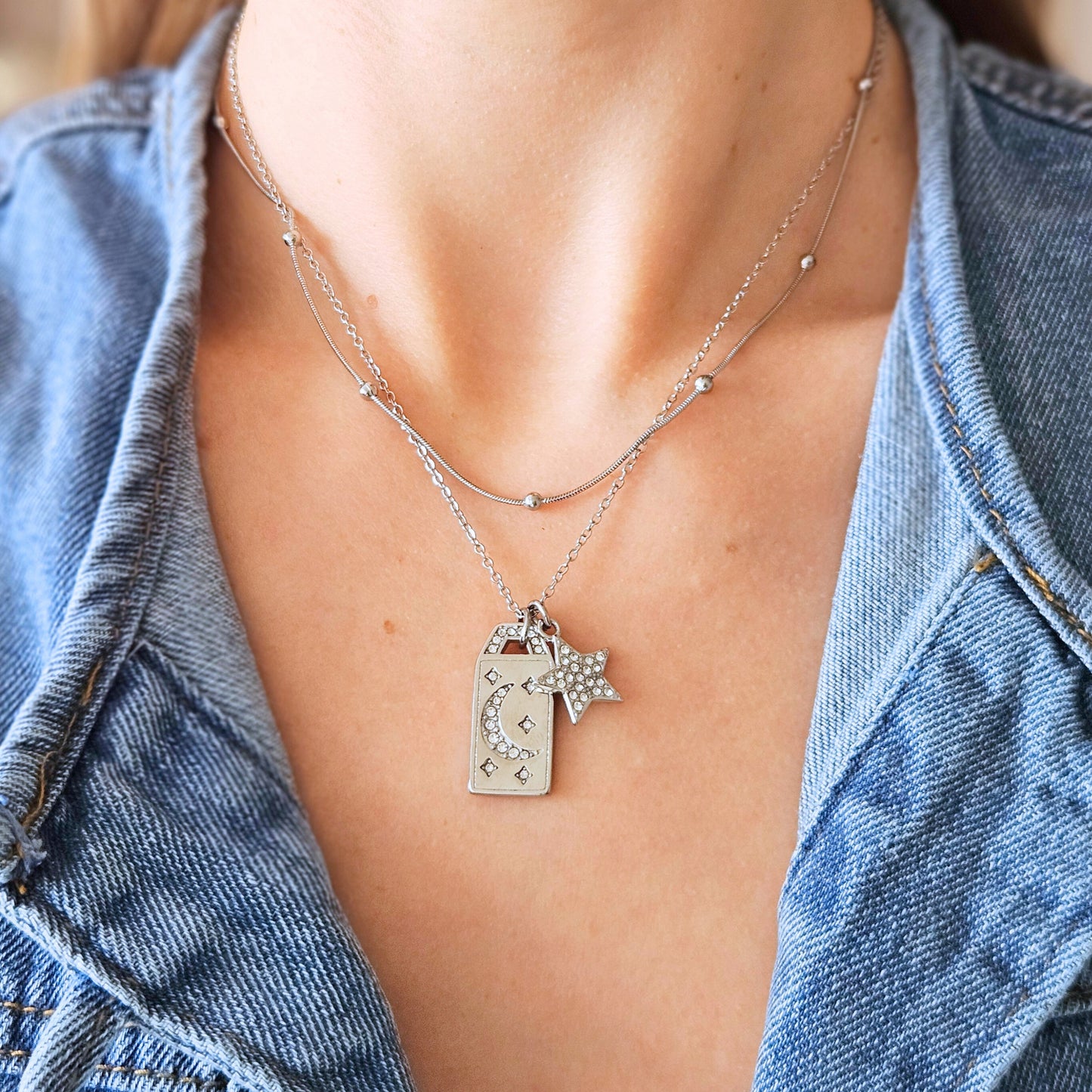 Naszyjnik MOON & STAR silver