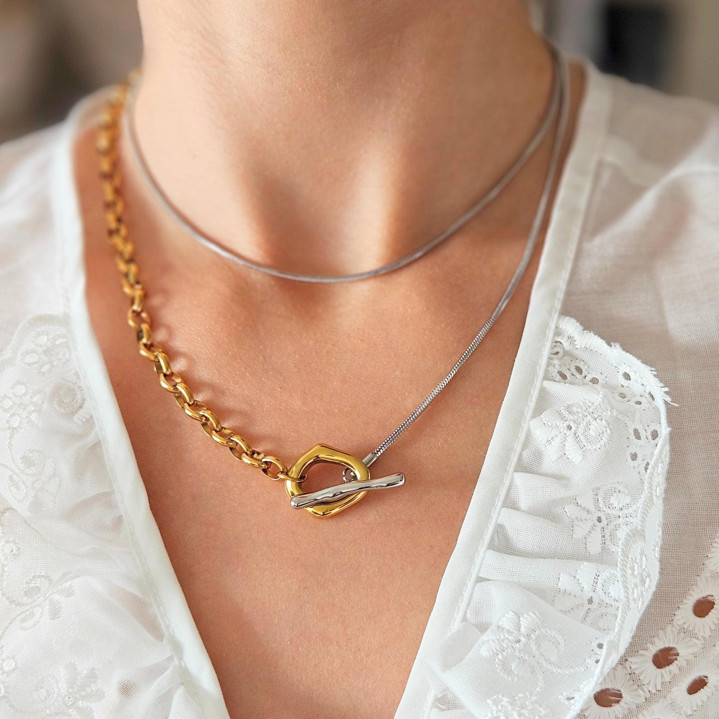 Naszyjnik "CLASSY" gold & silver