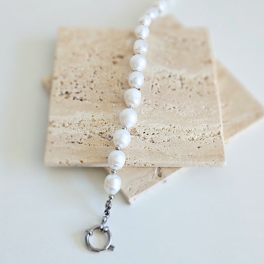 Połówka z perłami – Ocean Drop (Perły) silver