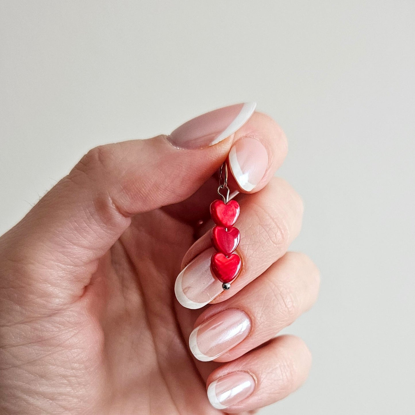 Charms RED HEARTS silver